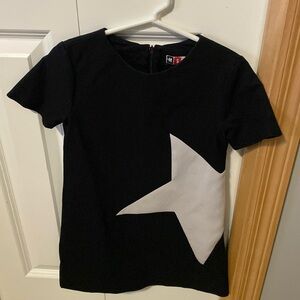 MSGM Girls Black Party dress with white star. Size 8